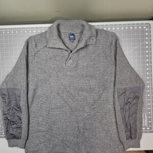 Gap Shawl Collar Sweater XL Gray Ribbed Jumper Sailor Heritage Retro Academia